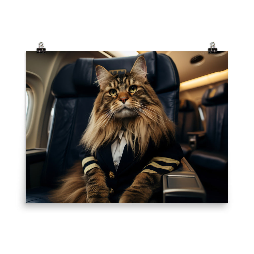 Maine Coon Pilot Photo paper poster - PosterfyAI.com