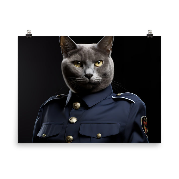 Russian Blue Security Officer Photo paper poster - PosterfyAI.com