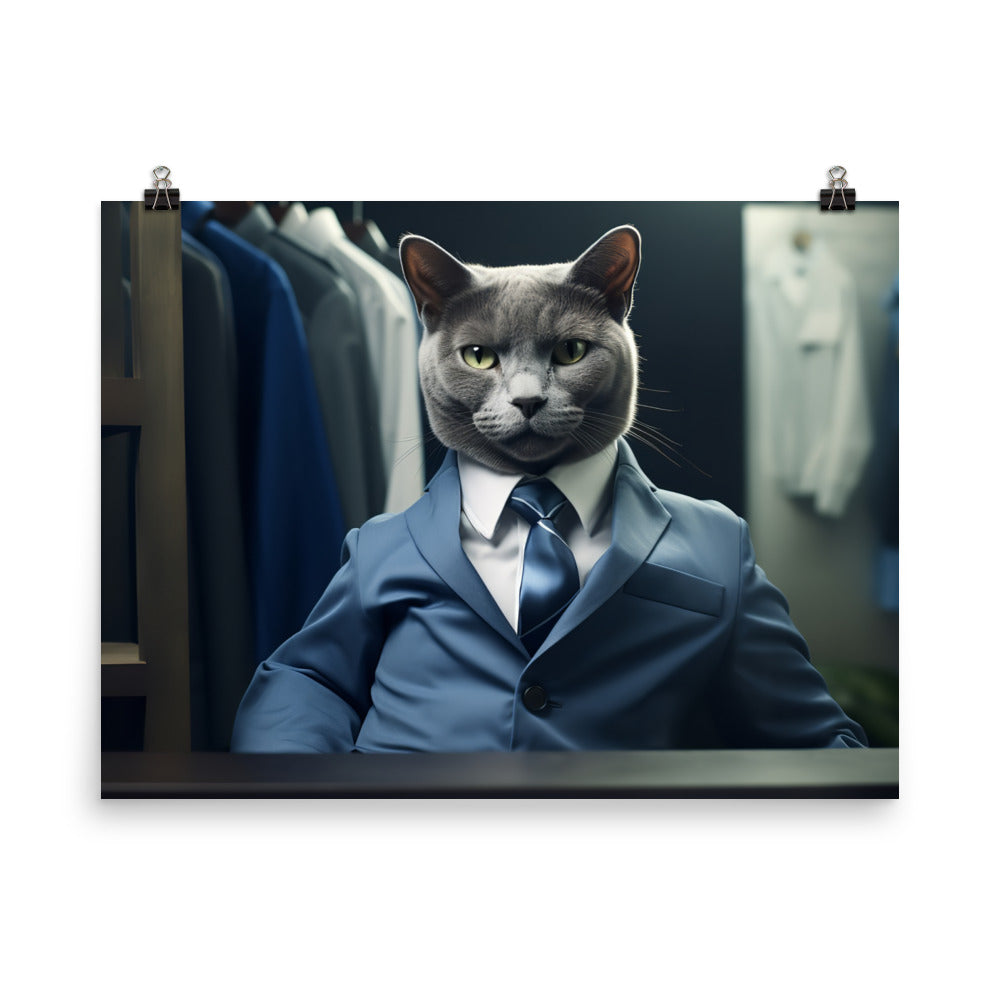 Russian Blue Sales Consultant Photo paper poster - PosterfyAI.com