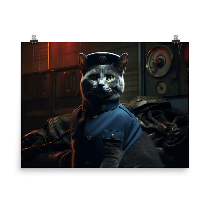 Russian Blue Prison Officer Photo paper poster - PosterfyAI.com