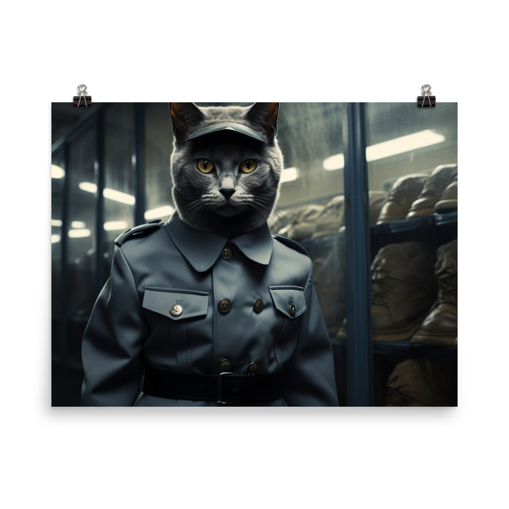 Russian Blue Prison Officer Photo paper poster - PosterfyAI.com