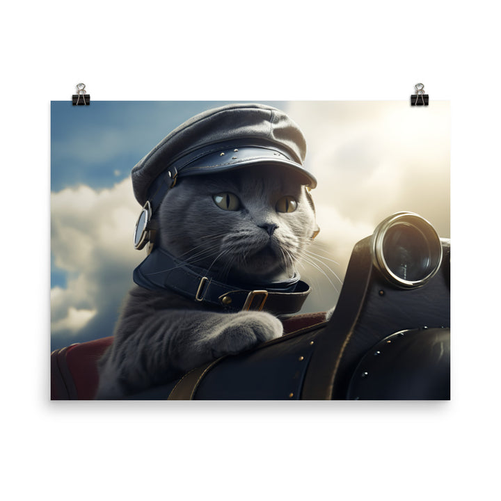 Russian Blue Pilot Photo paper poster - PosterfyAI.com