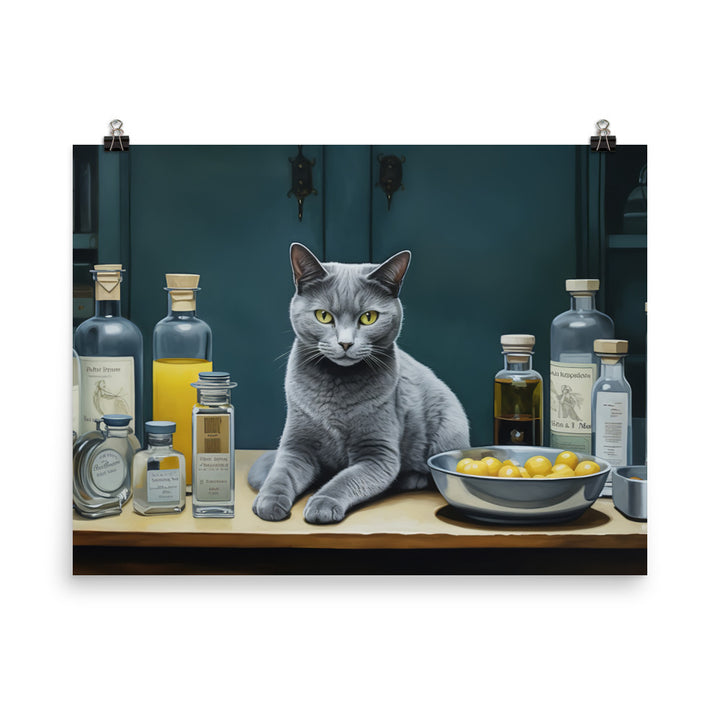 Russian Blue Pharmacist Photo paper poster - PosterfyAI.com