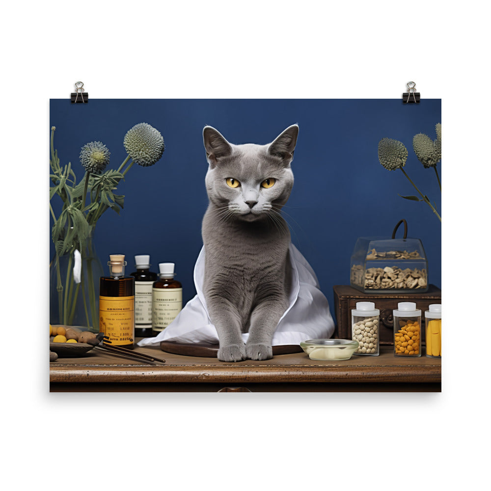 Russian Blue Pharmacist Photo paper poster - PosterfyAI.com