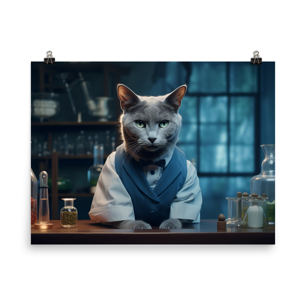 Russian Blue Pharmacist Photo paper poster - PosterfyAI.com