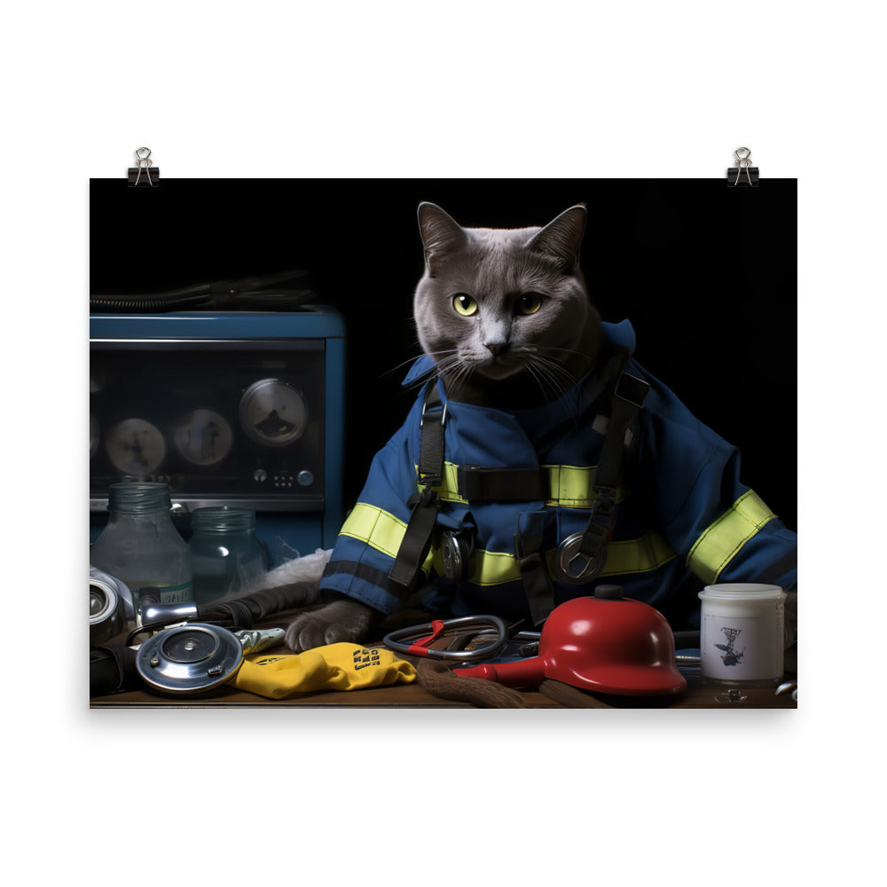 Russian Blue Paramedic Photo paper poster - PosterfyAI.com