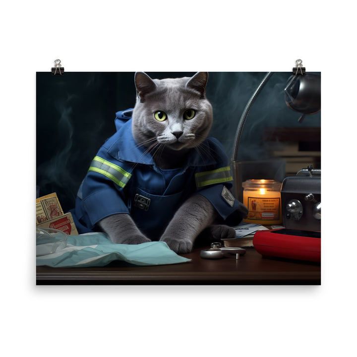 Russian Blue Paramedic Photo paper poster - PosterfyAI.com