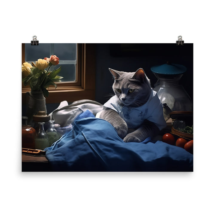 Russian Blue Nurse Photo paper poster - PosterfyAI.com