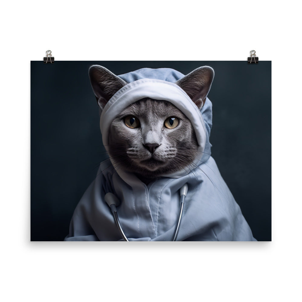 Russian Blue Nurse Photo paper poster - PosterfyAI.com