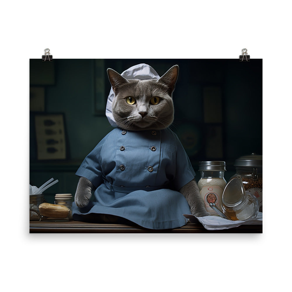 Russian Blue Nurse Photo paper poster - PosterfyAI.com