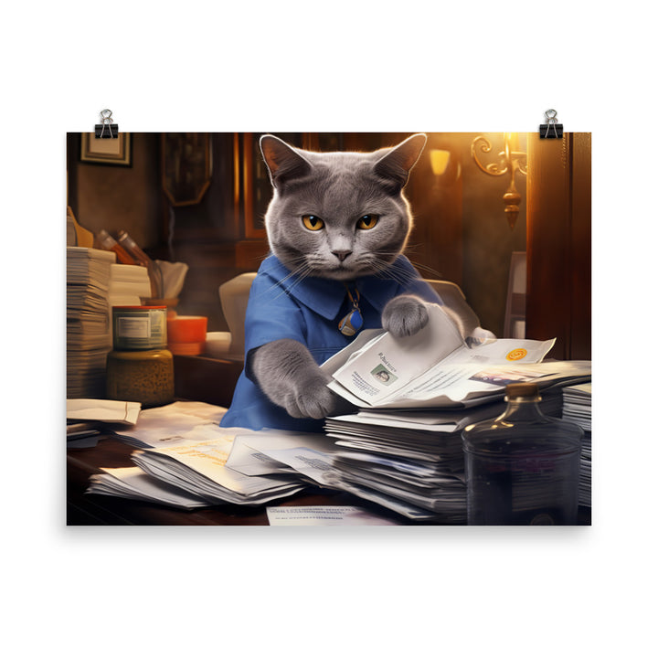 Russian Blue Mail Carrier Photo paper poster - PosterfyAI.com