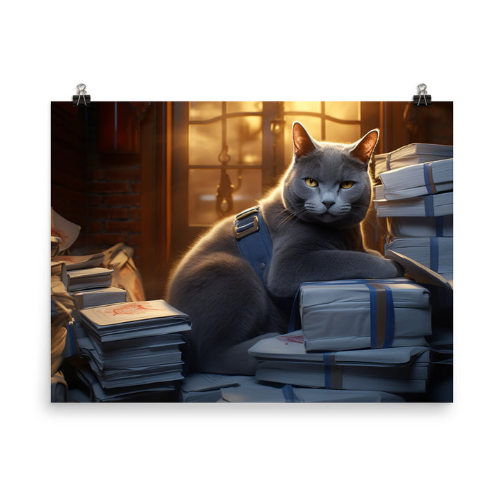 Russian Blue Mail Carrier Photo paper poster - PosterfyAI.com