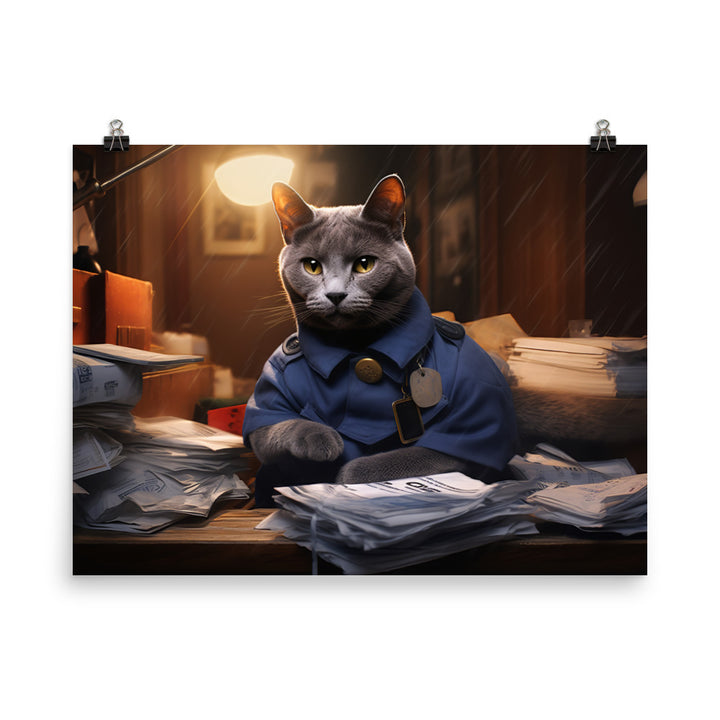 Russian Blue Mail Carrier Photo paper poster - PosterfyAI.com