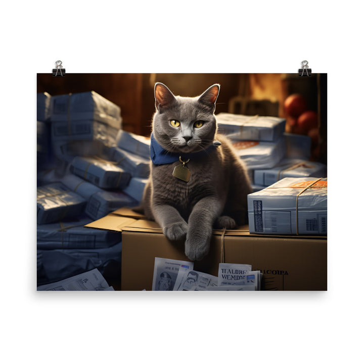 Russian Blue Mail Carrier Photo paper poster - PosterfyAI.com