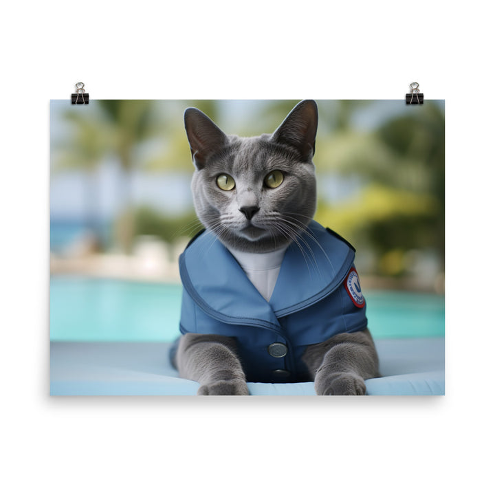 Russian Blue Lifeguard Photo paper poster - PosterfyAI.com