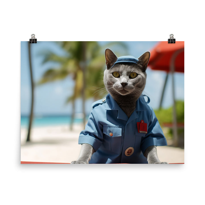 Russian Blue Lifeguard Photo paper poster - PosterfyAI.com