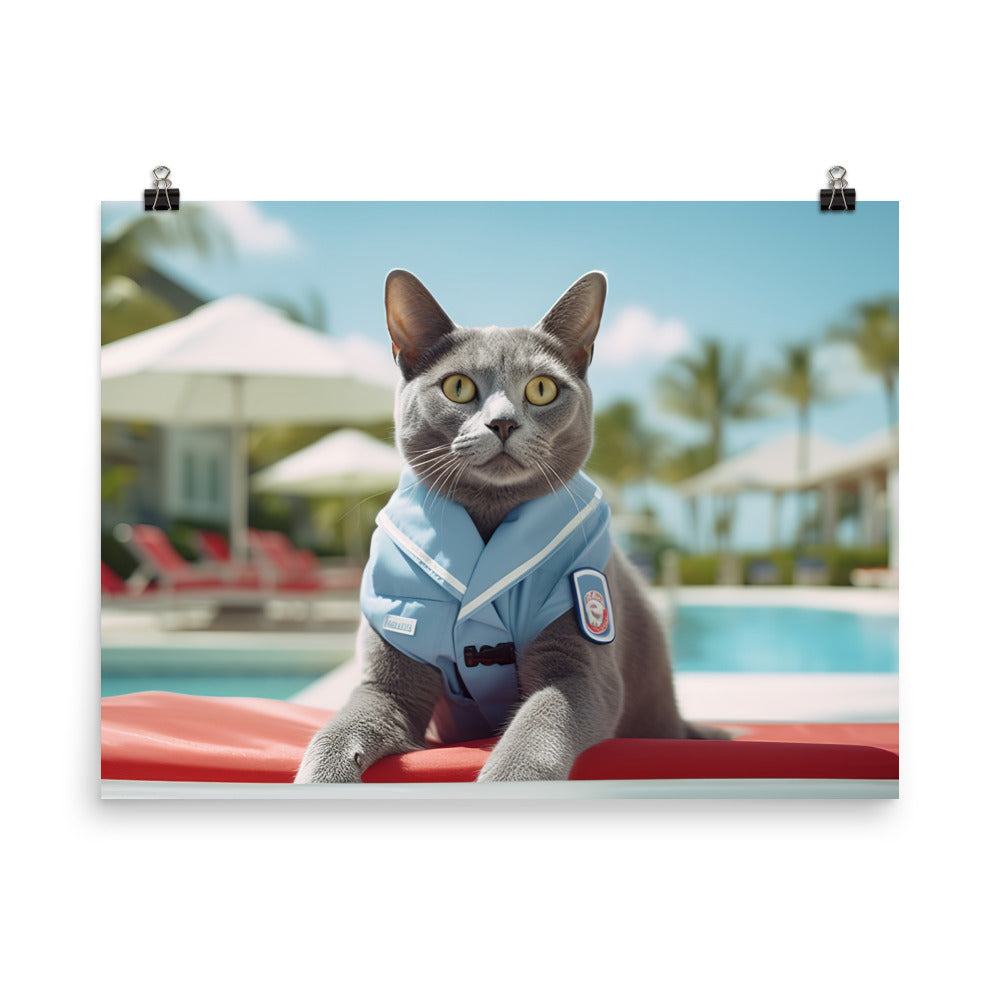 Russian Blue Lifeguard Photo paper poster - PosterfyAI.com