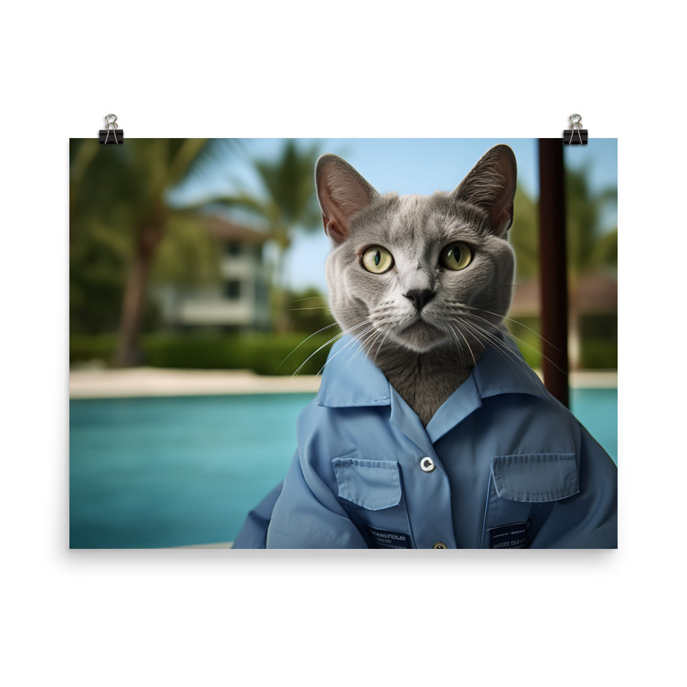 Russian Blue Lifeguard Photo paper poster - PosterfyAI.com