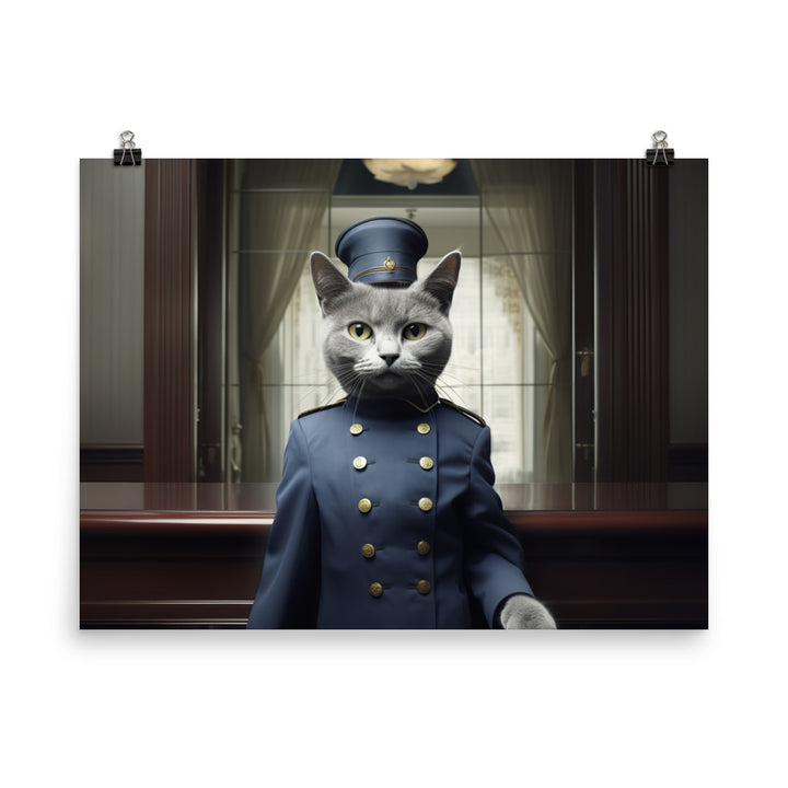 Russian Blue Hotel Staff Photo paper poster - PosterfyAI.com