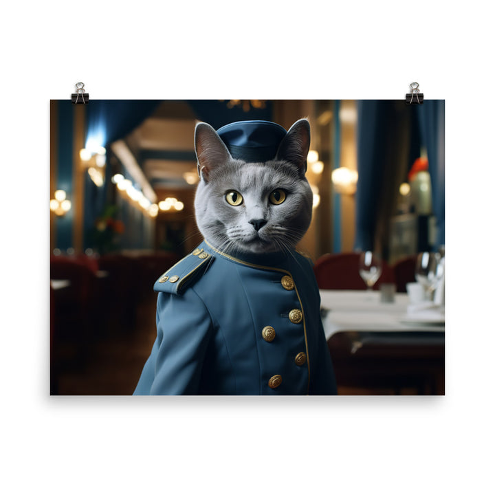 Russian Blue Hotel Staff Photo paper poster - PosterfyAI.com