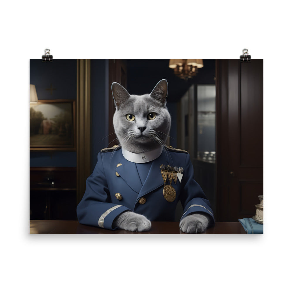 Russian Blue Hotel Staff Photo paper poster - PosterfyAI.com