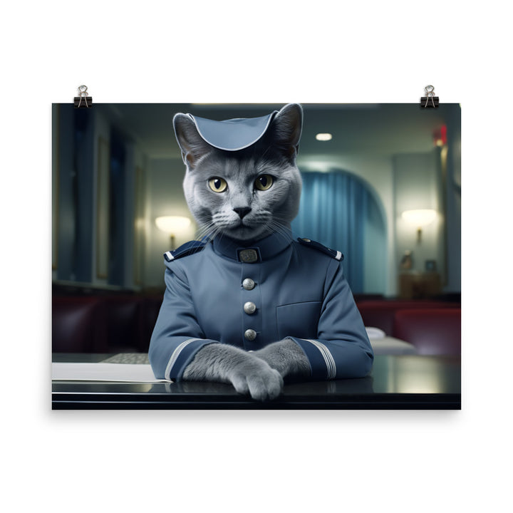 Russian Blue Hotel Staff Photo paper poster - PosterfyAI.com