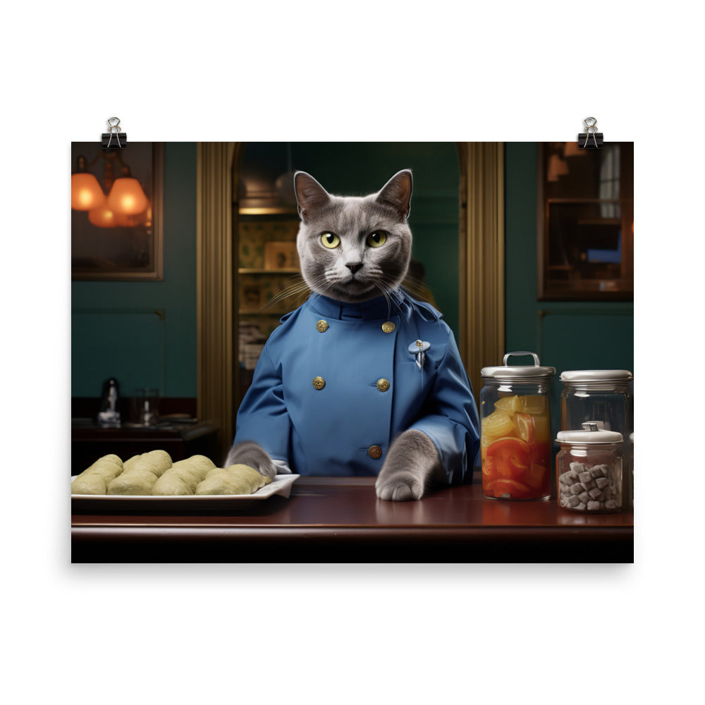 Russian Blue Fast Food Crew Photo paper poster - PosterfyAI.com