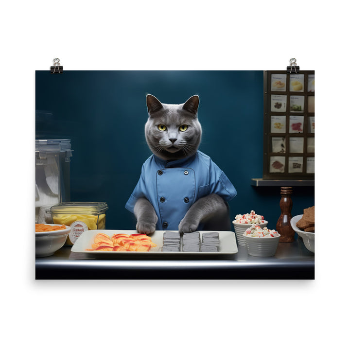 Russian Blue Fast Food Crew Photo paper poster - PosterfyAI.com