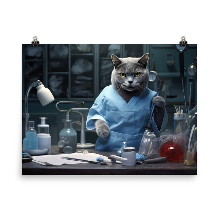 Russian Blue Doctor Photo paper poster - PosterfyAI.com