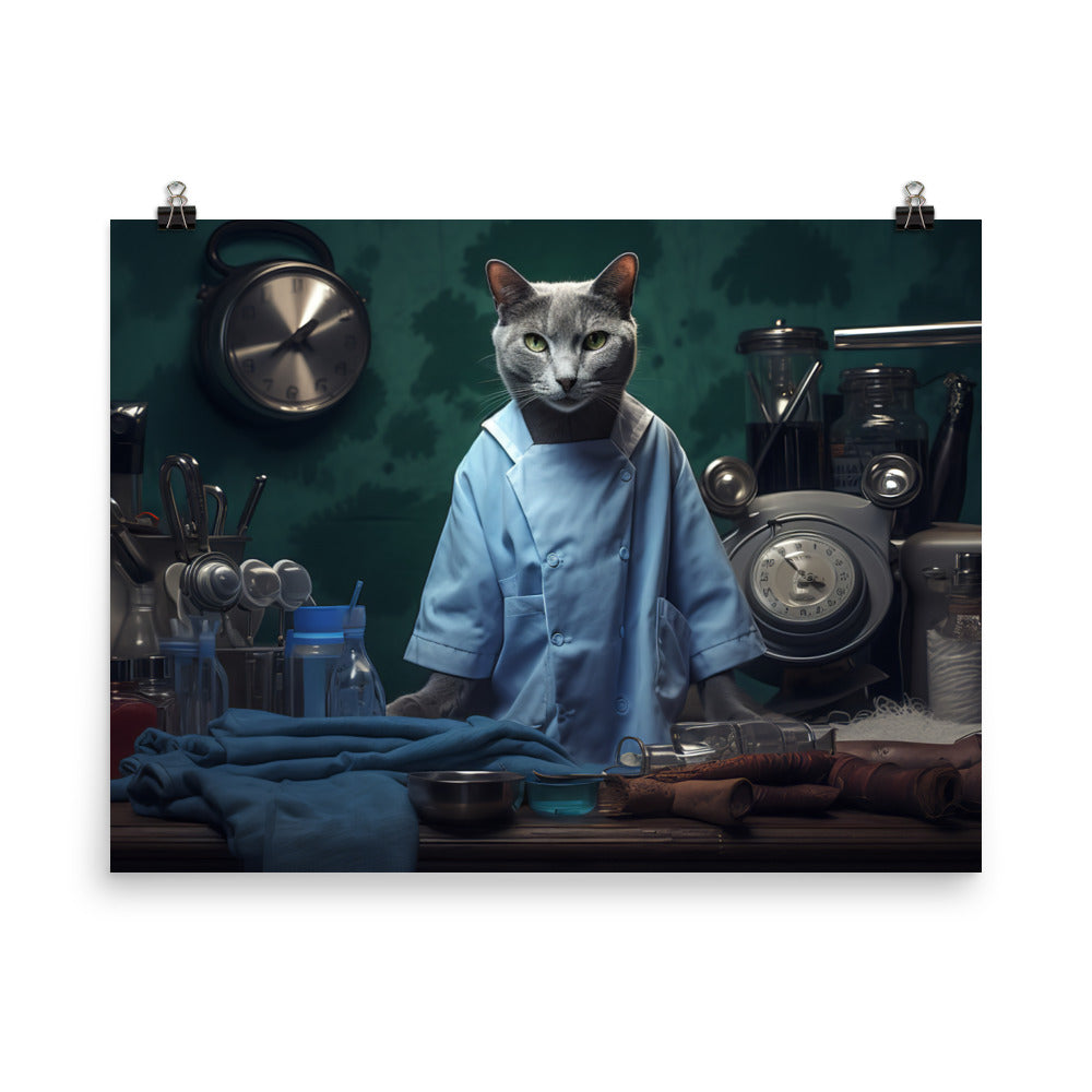 Russian Blue Doctor Photo paper poster - PosterfyAI.com