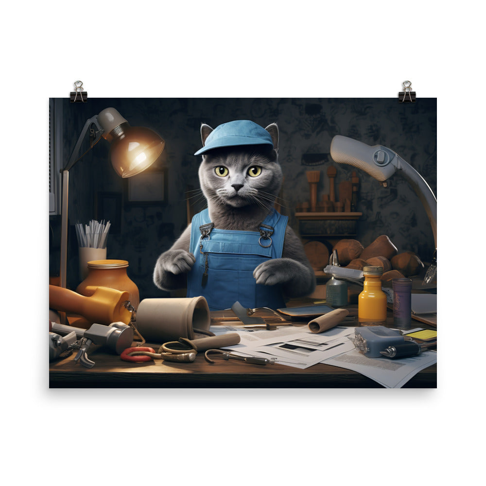 Russian Blue Contractor Photo paper poster - PosterfyAI.com