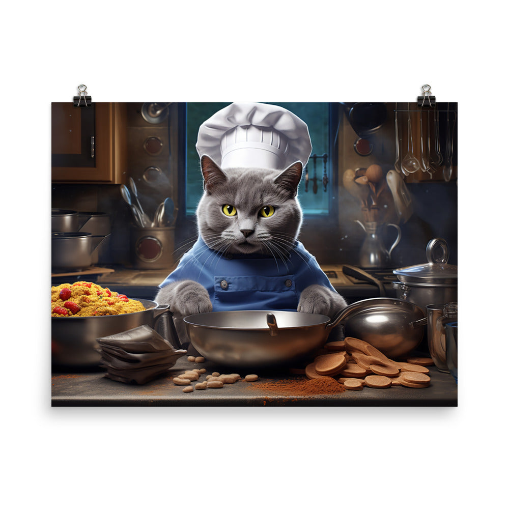 Russian Blue Chef Photo paper poster - PosterfyAI.com