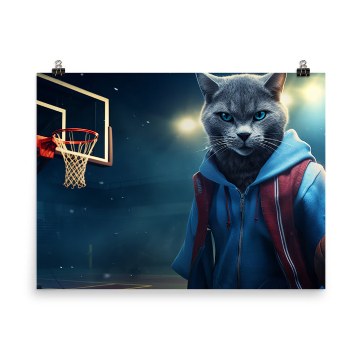 Russian Blue Basketball Photo paper poster - PosterfyAI.com