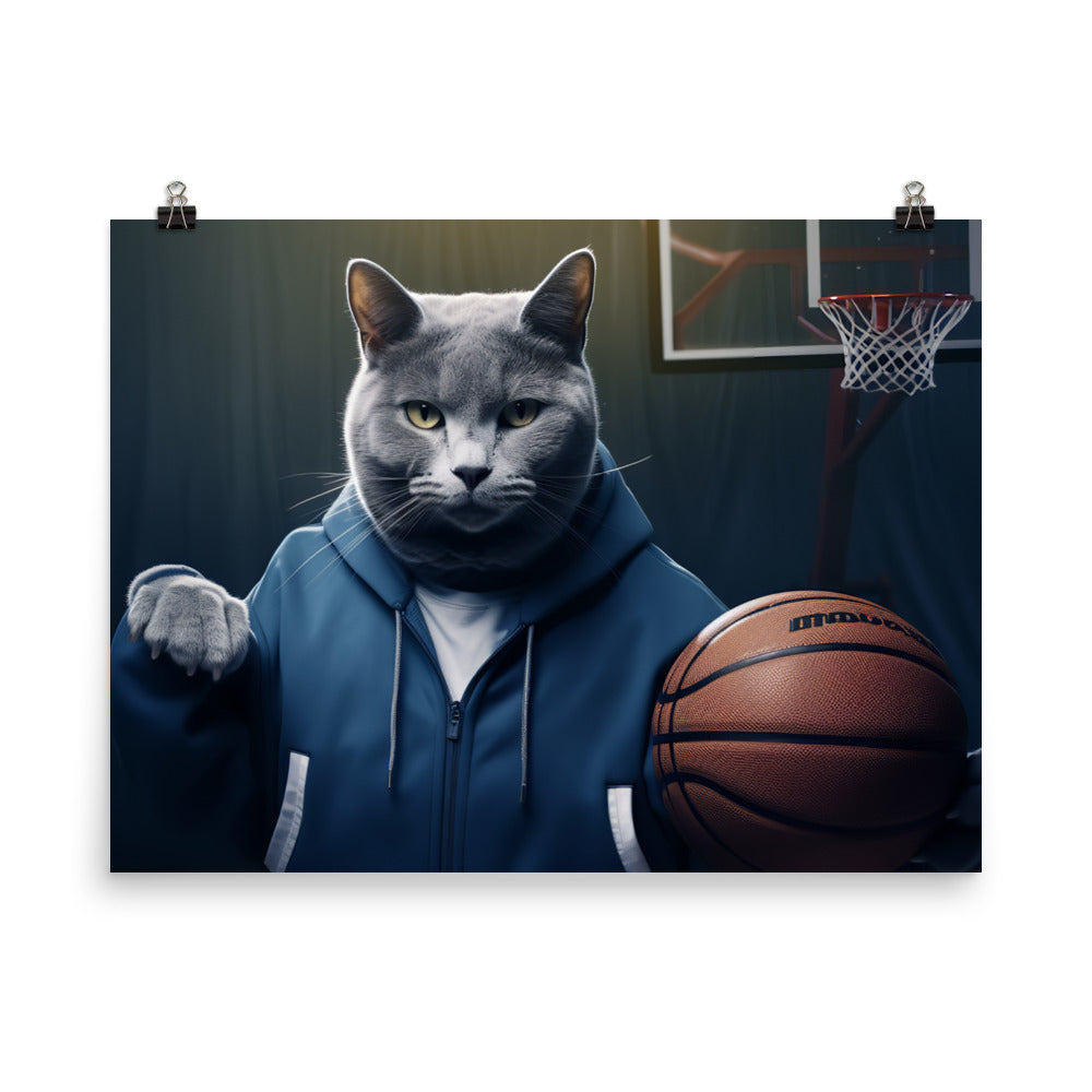 Russian Blue Basketball Photo paper poster - PosterfyAI.com