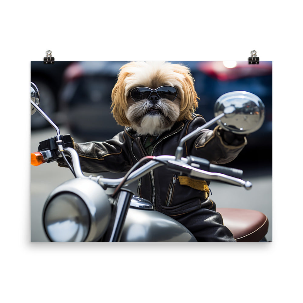 Lhasa Apso Superbike Athlete Photo paper poster - PosterfyAI.com