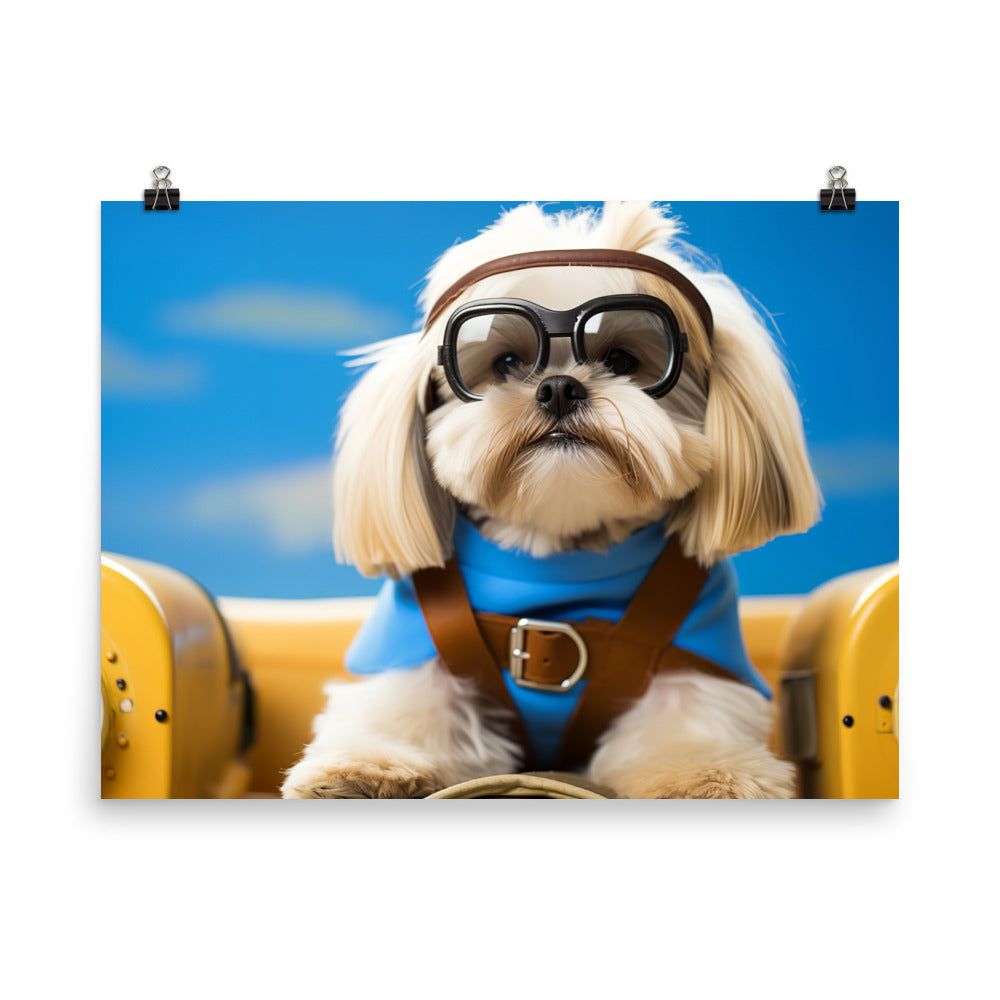 Lhasa Apso Pilot Officer Photo paper poster - PosterfyAI.com