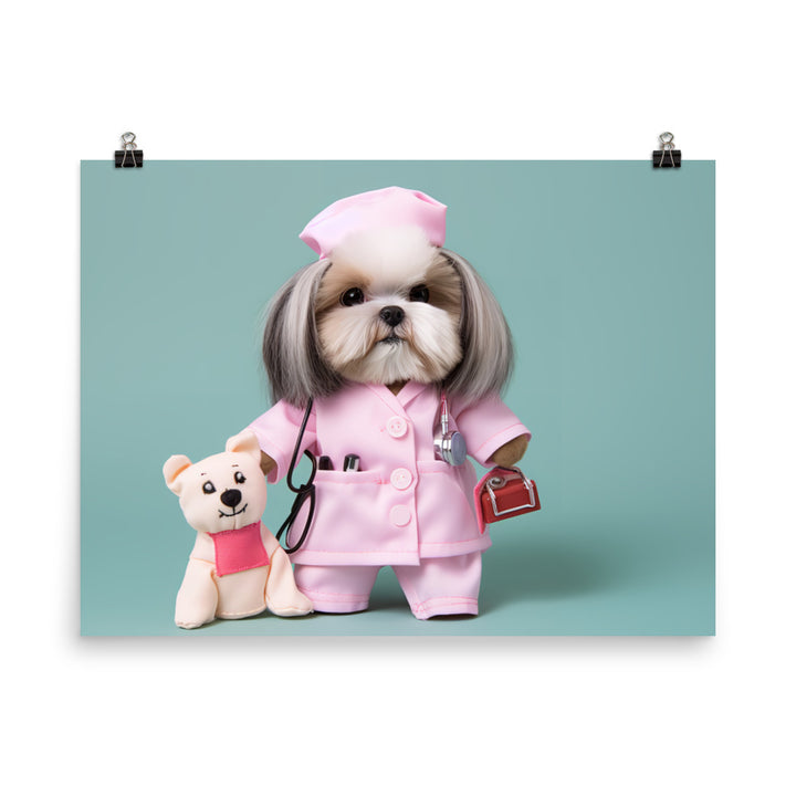 Lhasa Apso Nurse Photo paper poster - PosterfyAI.com