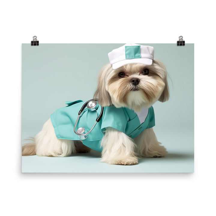 Lhasa Apso Nurse Photo paper poster - PosterfyAI.com