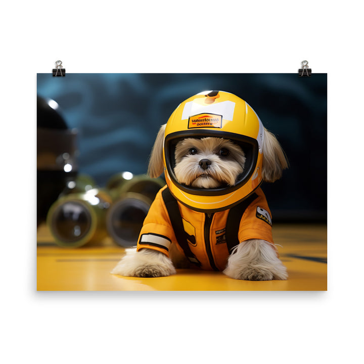 Lhasa Apso Motorsport Athlete Photo paper poster - PosterfyAI.com