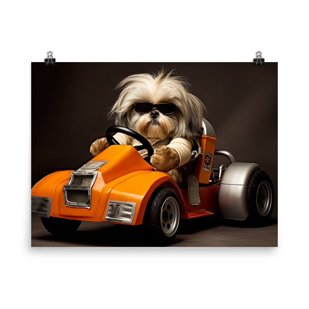 Lhasa Apso Motorsport Athlete Photo paper poster - PosterfyAI.com