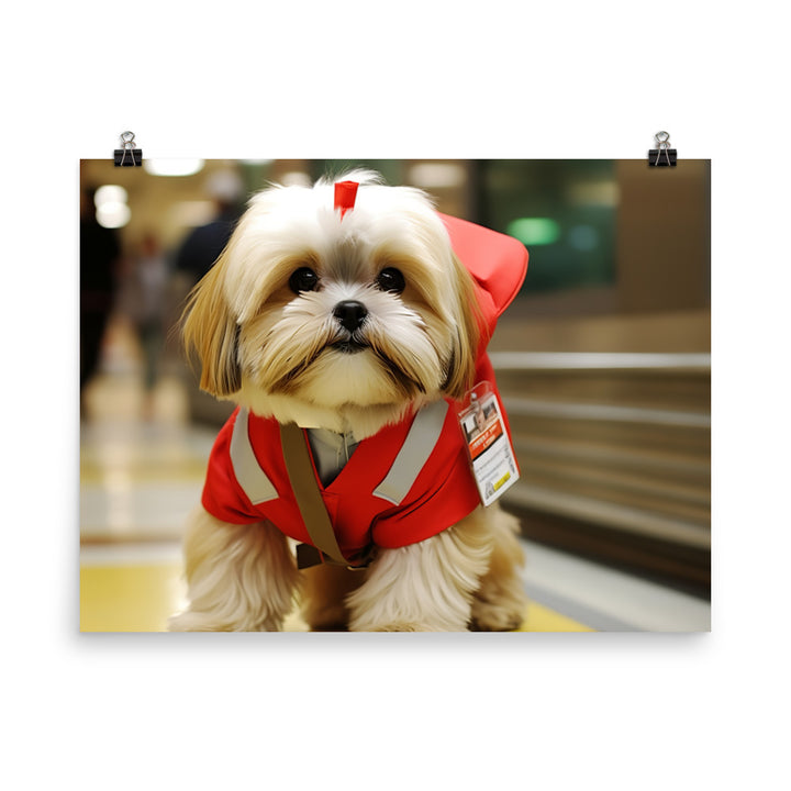 Lhasa Apso Mail Carrier Photo paper poster - PosterfyAI.com