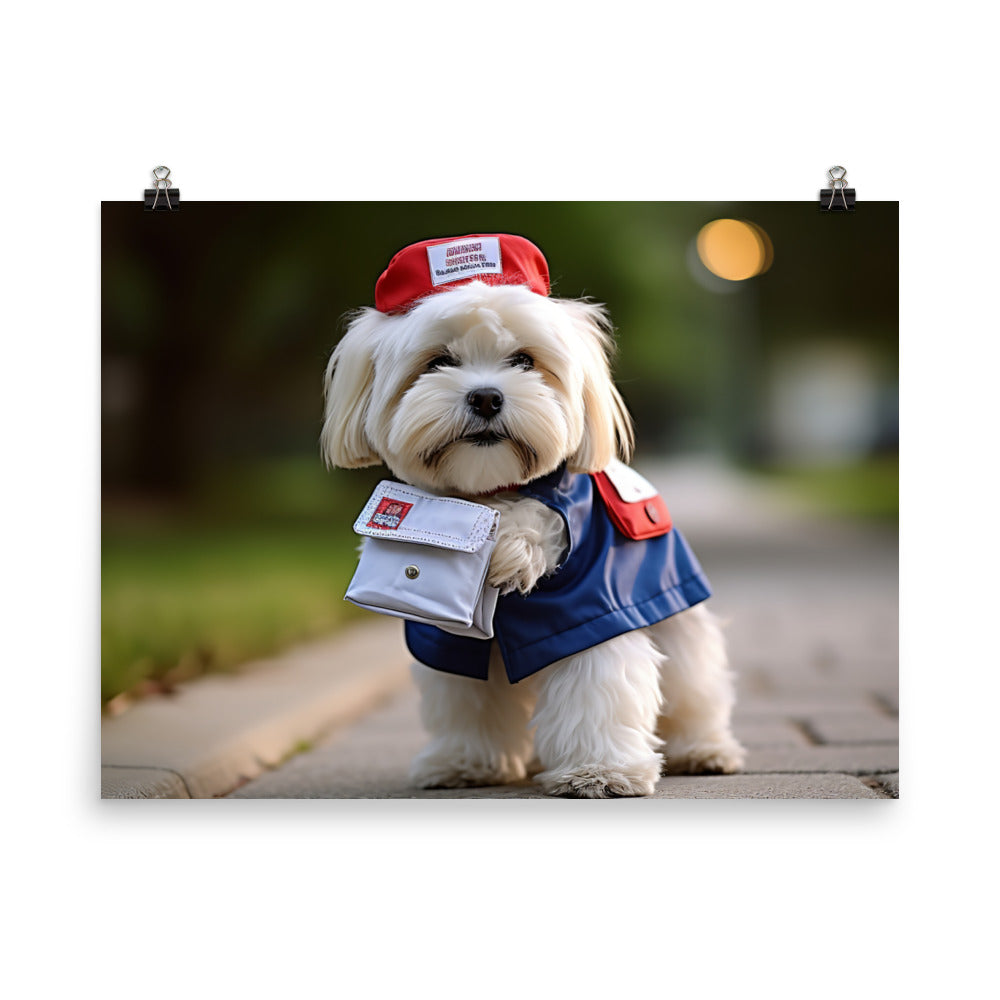 Lhasa Apso Mail Carrier Photo paper poster - PosterfyAI.com