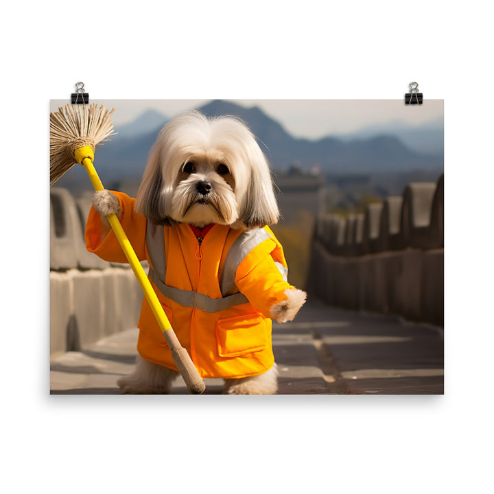 Lhasa Apso Janitor Photo paper poster - PosterfyAI.com