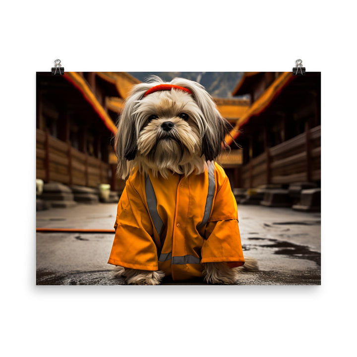 Lhasa Apso Janitor Photo paper poster - PosterfyAI.com