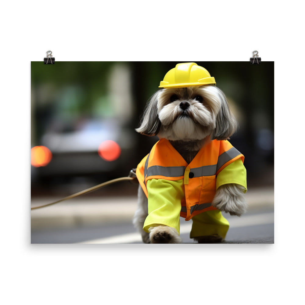 Lhasa Apso Janitor Photo paper poster - PosterfyAI.com