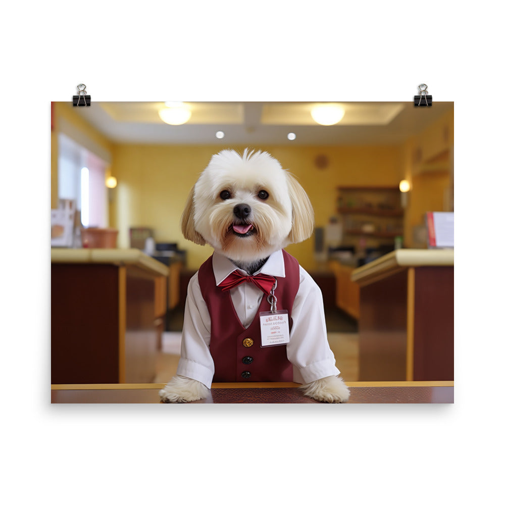 Lhasa Apso Hotel Staff Photo paper poster - PosterfyAI.com