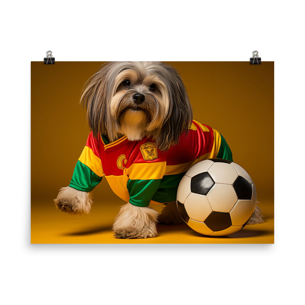 Lhasa Apso Football Player Photo paper poster - PosterfyAI.com