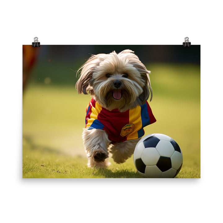 Lhasa Apso Football Player Photo paper poster - PosterfyAI.com