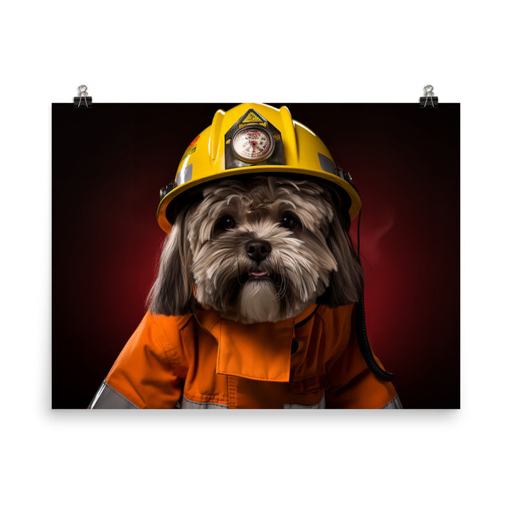 Lhasa Apso Firefighter Photo paper poster - PosterfyAI.com