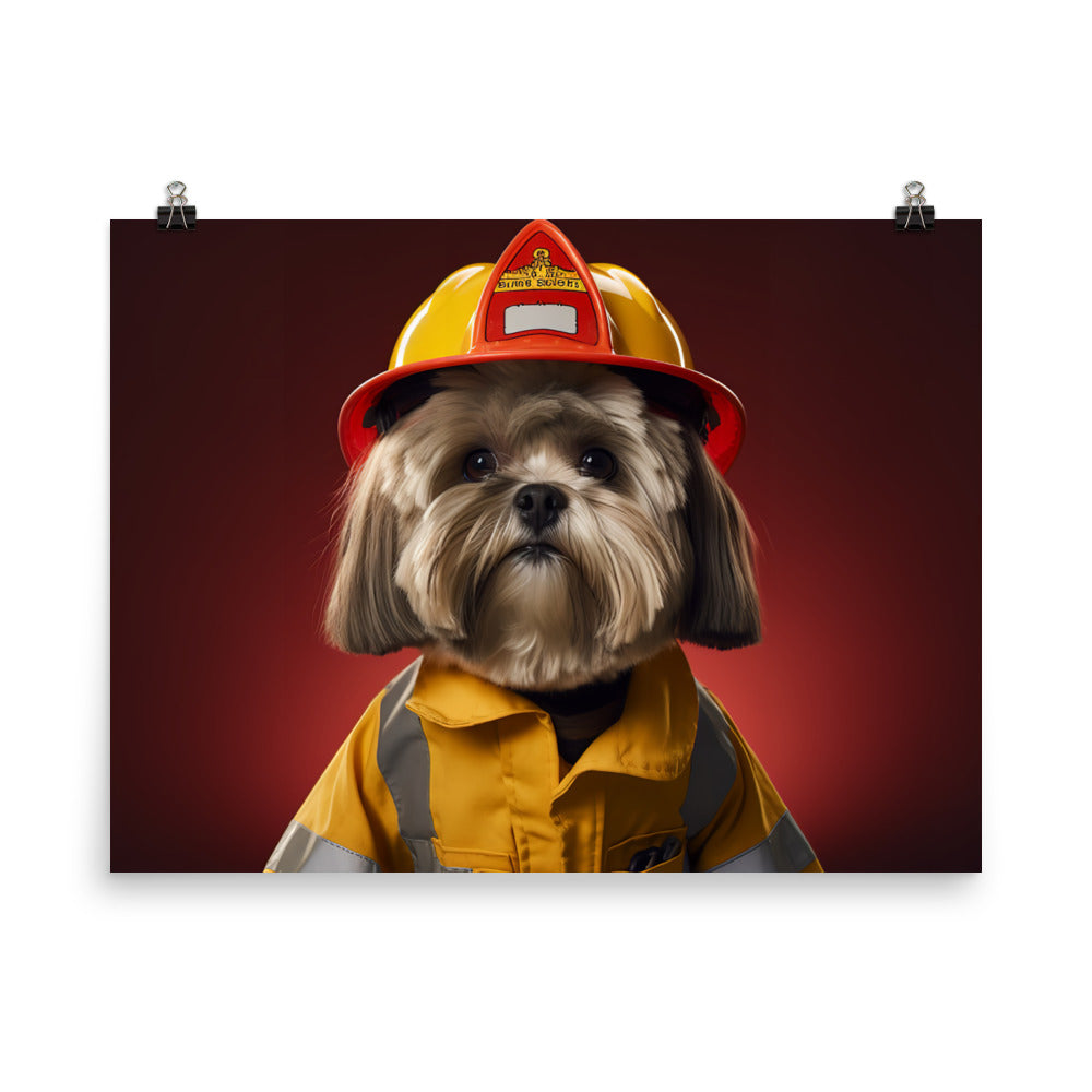 Lhasa Apso Firefighter Photo paper poster - PosterfyAI.com